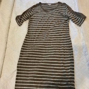 NWOT LulaRoe Striped Gray Julia Dress XL